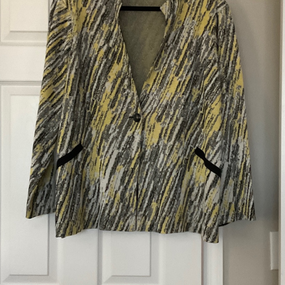 Ming Wang Abstract Yellow and Gray Blazer